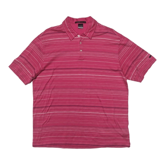 Tiger Woods Collection Nike Fit Dry XL Magenta Striped Golf Polo Shirt EUC - Picture 2 of 4